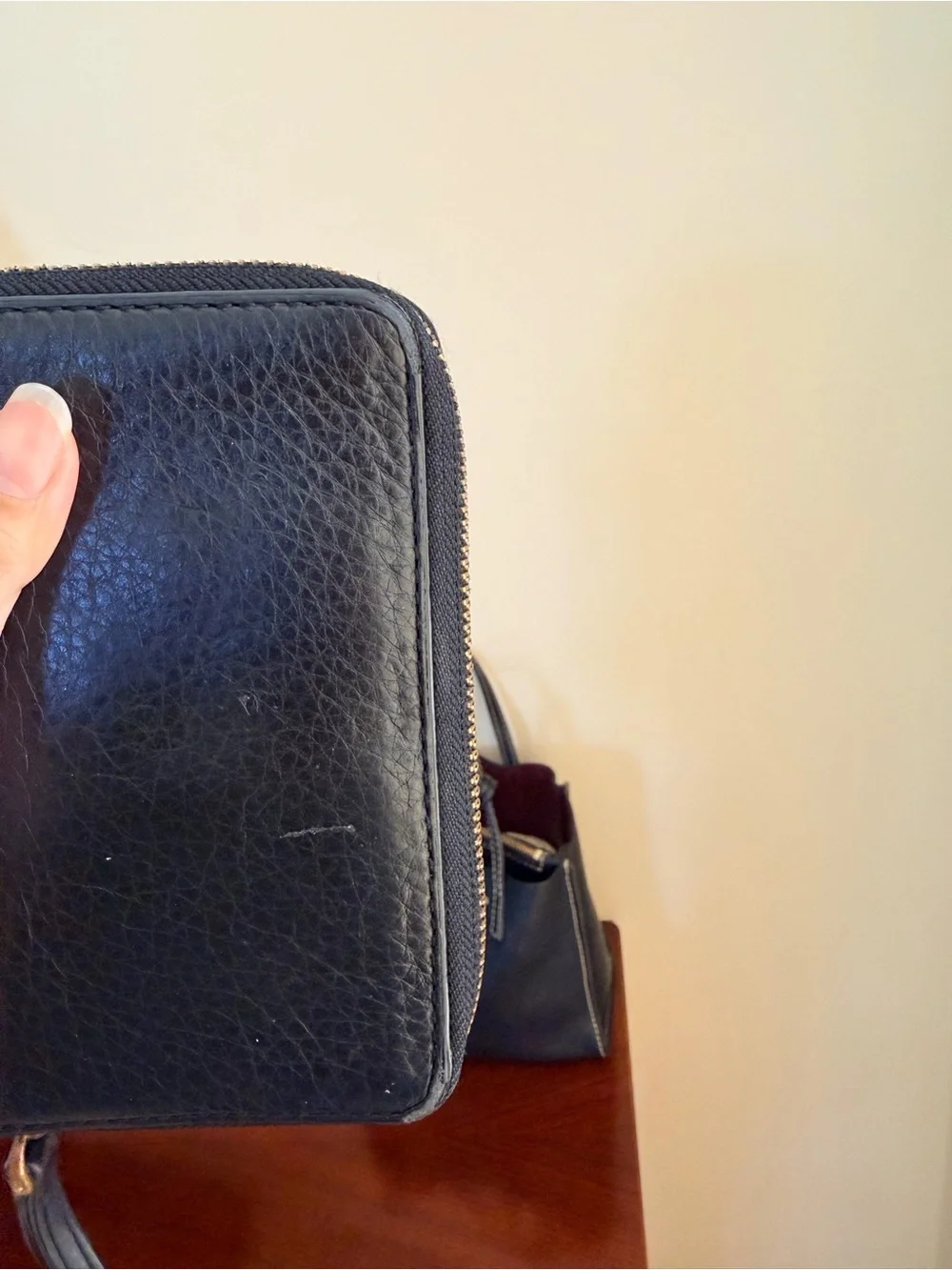 Marc Jacobs black pebbled Leather Mini Tote with Matching Wrist Wallet